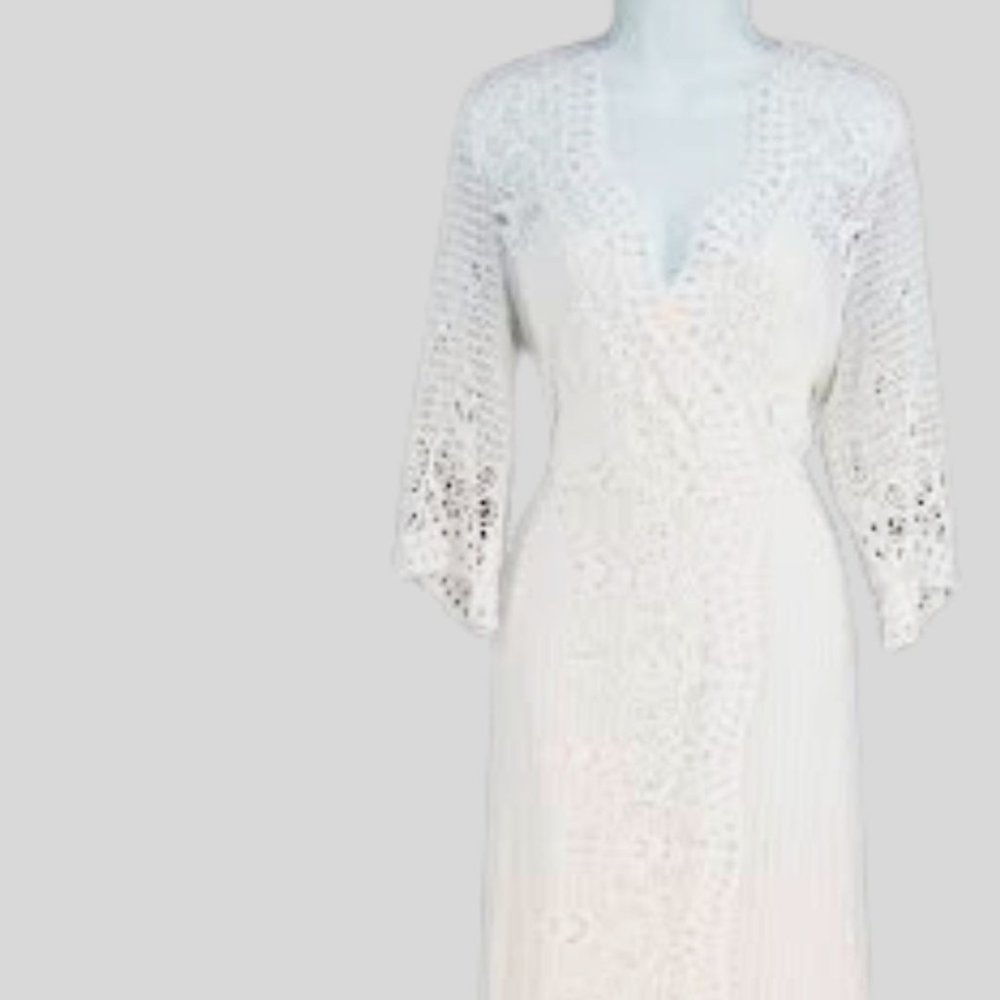 Soft Surroundings White Ivory Tosca Crochet Dress & Slip Never Worn